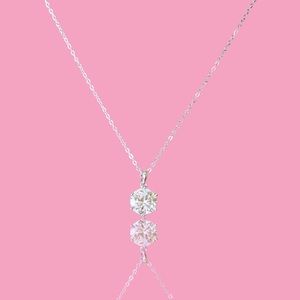 3 Ct Certified Moissanite Round Stud  Necklace 18K Gold-Plated Sterling Silver